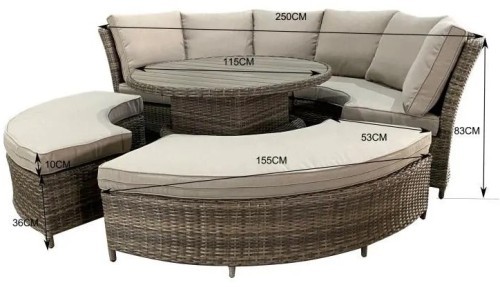 Комплект мебели ЧЕЛСИ AFM-350B на 6-8 персон D180 бежевый из искусственного ротанга