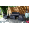 Комплект мебели КОРФУ ТРИПЛ СЕТ (Corfu triple set) RF коричневый с трехместным диваном из пластика под фактуру искусственного ротанга