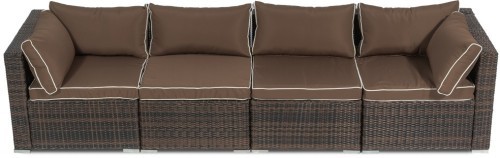 Комплект мебели обеденный угловой ЛАГУНА коричневый на 8-9 персон со столом 200х90 из искусственного ротанга