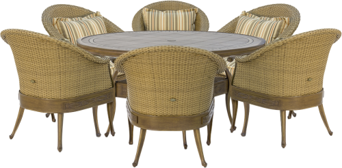 Обеденная группа серии AGIO VERAMO на 6 персон стол с керамической столешницей и кресла из плетеного искусственного ротанга