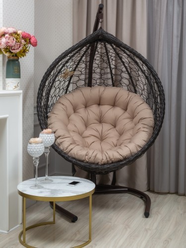 Подвесное кресло BUENO PRIME-XL (большое) коричневое из искусственного ротанга