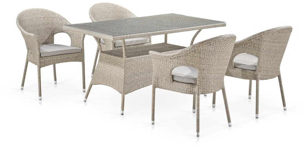 Комплект мебели VENTURA (Вентура) T198C/Y79C на 4 персоны со столом 140х80 из искусственного ротанга