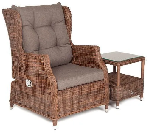 Кресло раскладное серии ФОРИО коричневое из искусственного ротанга