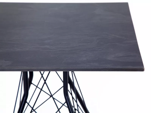 Стол обеденный КОНТЕ размером 63х63 серый гранит из HPL и стали