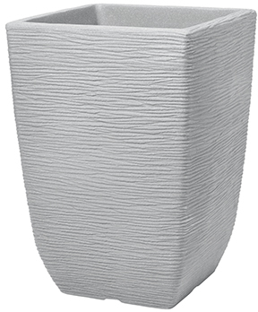 Кашпо Cotswold Planter Tall Square 36L (Котсуолд XL) серый из пластика под фактуру известкового камня