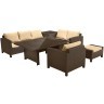 Комплект мебели CORONA (Корона)  на 7 персон со столом 160х120 коричневого цвета из плетеного искусственного ротанга