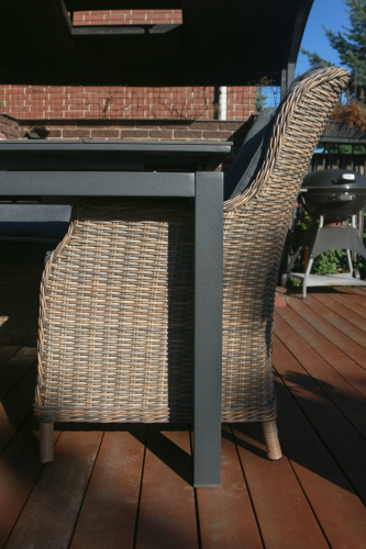 Стол обеденный серии БИАРРИЦ 180-240х90 раскладной коричневый из алюминия под фактуру дерева