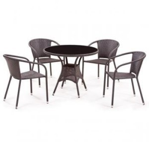 Комплект мебели ЛАУРА d90 4+1 искусственный ротанг T197ANS/Y137C-W53