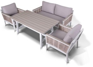 Комплект мебели серии САН РЕМО на 4 персоны со столом 150х80х65 бежевый из веревочной нити