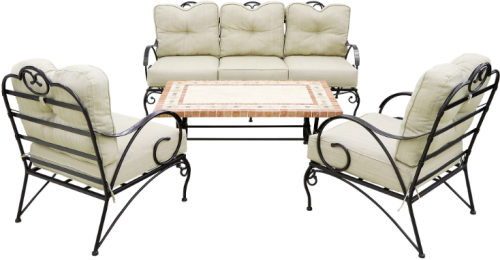 Лаунж зона серии DOLORES (Долорес) на 5 персоны с трехместным диваном с мраморным столом