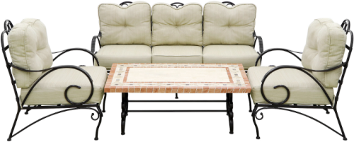 Лаунж зона серии DOLORES (Долорес) на 5 персоны с трехместным диваном с мраморным столом
