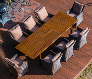 Комплект мебели ТОСКАНА обеденная группа на 8 персон со столом 277х100 коричневая из плетеного искусственного ротанга