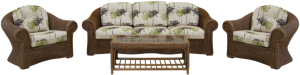 Лаунж зона серии ALONDRA (Алондра) на 5 персон с трехместным диваном коричневого цвета из плетеного натурального ротанга