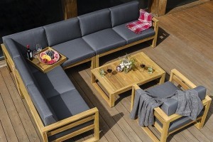 Комплект мебели серии BOOKA (Бука) угловой на 6 персон с кофейным столом 110x70 и креслом из массива акации