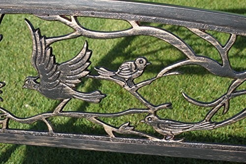 Скамейка садовая BIRD (Птицы) цвет бронза из стали