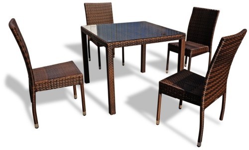 Обеденная группа серии MILANO (Милано) со столом 90х90 из искусственного ротанга темно коричневый