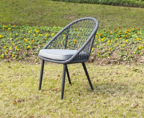 Кресло серии ВЕРСАЛЬ обеденное серое из веревочной нити