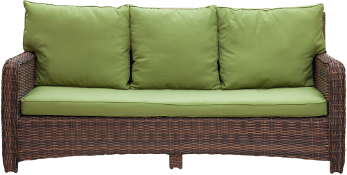 Лаунж зона серии BOMBINITI GREEN (Бомбинити) на 7 персон с трехместным и двухместным диваном из плетеного искусственного ротанга цвет коричневый/зеленый