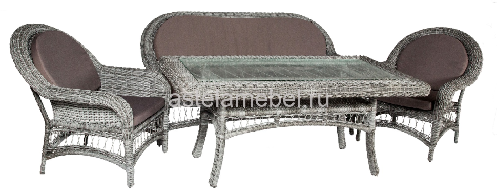 Комплект мебели CHELSEA (Челси) на 5 персон со столом 170х90 серый из искусственного ротанга