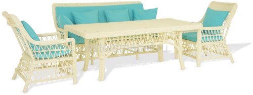 Комплект мебели LEGEND (Легенд) на 4 персоны со столом 180х90 белый из искусственного ротанга