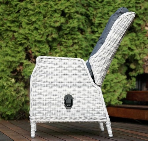 Кресло серии ВЕРОНА серое с регулируемой спинкой из плетеного искусственного ротанга