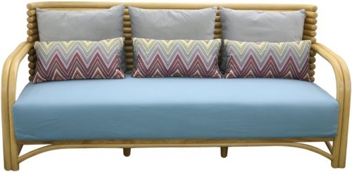Лаунж зона серии TERLINA (Терлина) на 6 персон с трехместным и двухместным диваном соломенного цвета из натурального ротанга