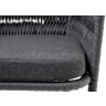 Бордо стул барный плетеный из роупа (колос), каркас из стали серый (RAL7022) муар, роуп серый 15мм, ткань темно-серая 019