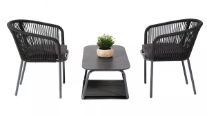 Комплект мебели МАРСЕЛЬ кофейный на 2 персоны темно серый из веревочной нити