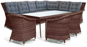 Комплект мебели угловой БАЗЕЛЛА на 8 персон со столом 160х90 коричневый из искусственного ротанга