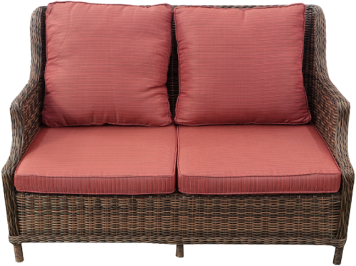 Лаунж зона серии DARINITI MAROON (Даринити) на 7 персон с трехместным и двухместным диваном из плетеного искусственного ротанга цвет коричневый/бордовый