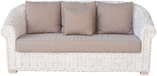 Лаунж зона серии DOMINGA (Доминга) на 5 персон с трехместным диваном из плетеного натурального ротанга цвет бежевый