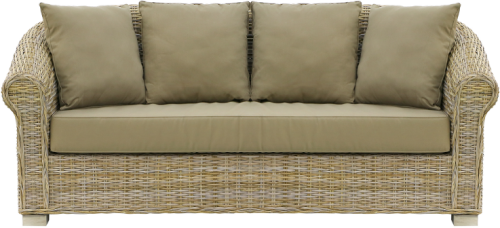 Лаунж зона серии DOMINGA (Доминга) на 6 персон с четырехместным диваном из плетеного натурального ротанга цвет бежевый