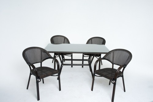 Обеденная зона MARGO (Марго) темно коричневая на 4 персоны со столом 150х90