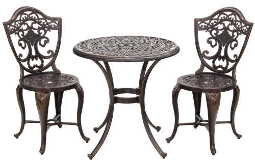 Обеденная группа серии BERTA (Берта) на 2 персоны со столом D70 темно-коричневого цвета из литого алюминия