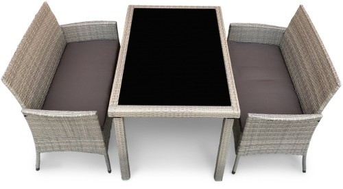 Комплект мебели АРИЯ КАФЕ бежевый на 4 персоны с двумя диванами из искусственного ротанга