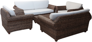 Лаунж зона серии DZHASINTA (Джасинта) на 6 персон с трехместным диваном из плетеного натурального ротанга цвет темно-коричневый