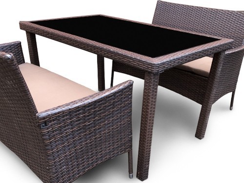 Комплект мебели АРИЯ КАФЕ коричневый на 4 персоны с двумя диванами из искусственного ротанга