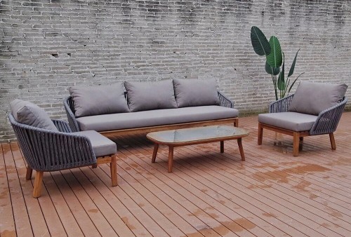 Комплект мебели серии VELVET (Вельвет) на 5 персон из плетеного искусственного ротанга и тикового дерева
