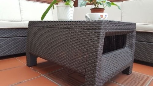 Комплект мебели PROVENCE SET (Прованс Сет) с угловым диваном капучино пластиковый под фактуру ротанга