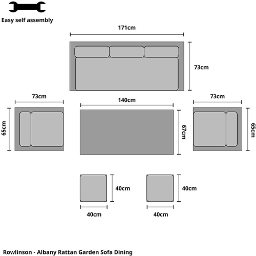 Комплект мебели ДЖУДИ AFM-310B со столом 144х74 на 7 персон и трехместным диваном бежевый из искусственного ротанга