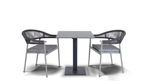 Стол обеденный КАФФЕ размером 64х64 столешница HPL цвет серый гранит подстолье чугунное