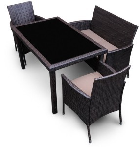 Комплект мебели АРИЯ СЕТ коричневый на 4 персоны со столом 130х80 из искусственного ротанга