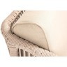 Канны кресло плетеное из роупа, основание дуб, роуп бежевый круглый, ткань бежевая 035