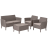 Комплект мебели SALEMO SET (Салемо сет) цвет капучино с двухместным диваном из пластика под фактуру искусственного ротанга