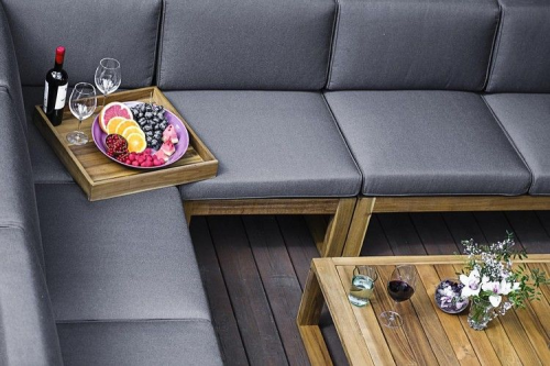 Комплект мебели серии BOOKA (Бука) угловой на 5-6 персон с кофейным столом 110x70 из массива акации