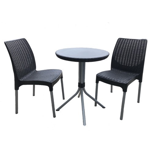 Комплект мебели кофейный серии ЛАЙН (Layn) со столом D60 из пластика под искусственный ротанг