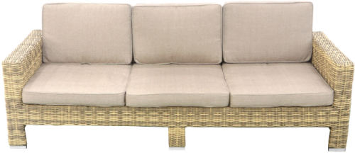 Лаунж зона серии MARITA (Марита) на 5 персон с трехместным диваном бежевого цвета из плетеного искусственного ротанга