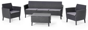 Комплект мебели SALEMO SET 3 (Салемо сет) цвет графит из пластика под фактуру искусственного ротанга