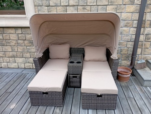 Комплект мебели КРУЗ AFM-330B коричневый для двоих из плетеного искусственного ротанга