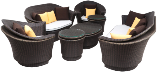 Лаунж зона серии MAURICIO (Маурисио) на 6 персон с двухместными диванами из плетеного искусственного ротанга цвет коричневый